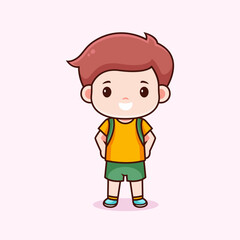 Cute student boy cartoon illustration