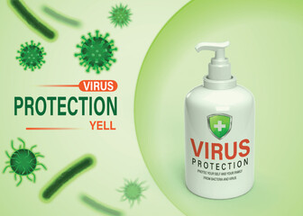The vector of bacteria and virus in green background