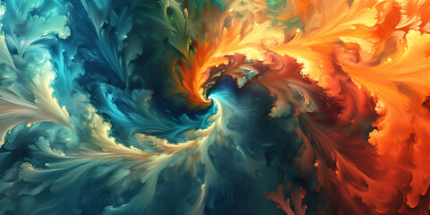 Fototapeta na wymiar Masterpiece of Swirling Colors on Turbulent Flow