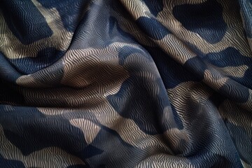 Texture background, silk fabric with a military camouflage pattern