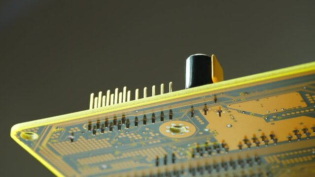 Computer microcircuit with electronic components, resistors and connection terminals