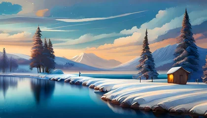 Foto op Canvas winter landscape with snow © Frantisek