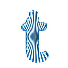 White symbol with blue vertical ultra-thin straps. letter t
