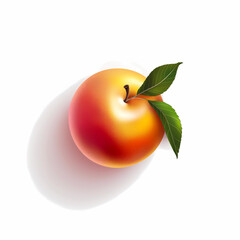 Ripe red apple with green leaves on a white background. Vector illustration.