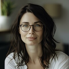 portrait of a woman in glasses on an isolated background