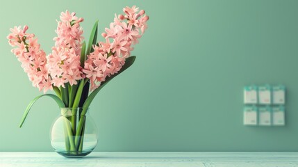 Naklejka premium Pink hyacinth in a vase .AI generated image