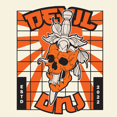 Human head skull surrounded by chains	