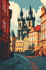 Fototapeta premium Artistic illustration of Prague city. Czech Republic in Europe.