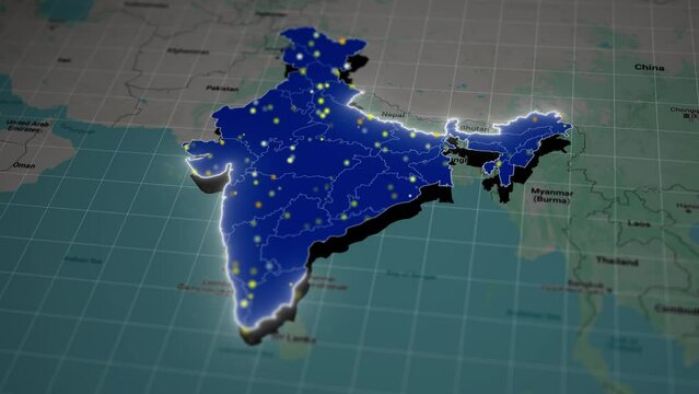 3d isolated india network map background video