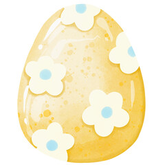 yellow flower pastel Easter egg in party , summer and spring mood. seasonal png clipart for card decoration.