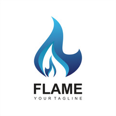modern blue Fire logo design template