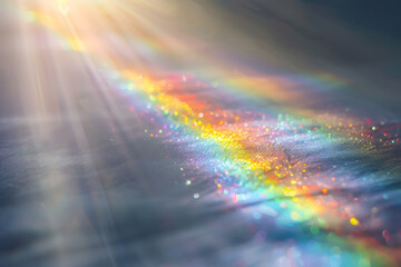 Natural rainbow light refraction caustic effect with gray background