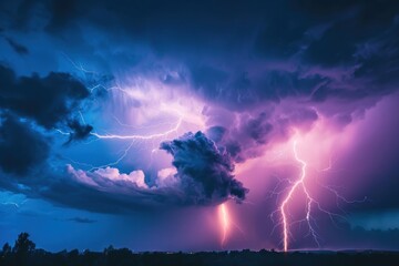 storm on lightning bolts, bad weather forecast, climate change - obrazy, fototapety, plakaty