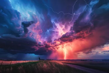 Fotobehang storm on lightning bolts, bad weather forecast, climate change © Anna