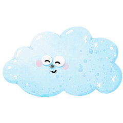 cute smiley cloud in sunny day. sky , season and weather png clipart for decoration