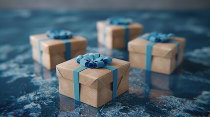 Small shiny blue gift box.AI generated image