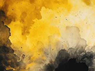 Yellow abstract watercolor stain background pattern
