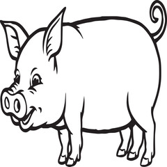 Pig coloring pages. Pig outline vector image