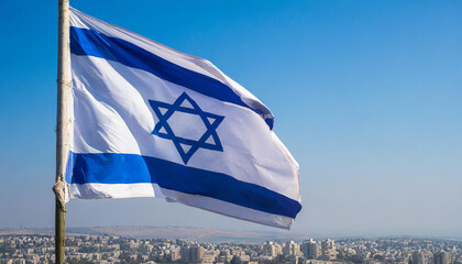 Fahne, die Nationalfahne von Israel flattert im Wind