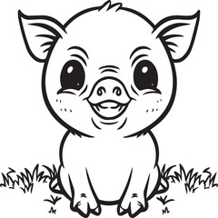 Pig coloring pages. Pig outline vector image