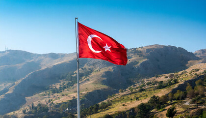 Fahne, die Nationalfahne von der Türkei flattert im Wind