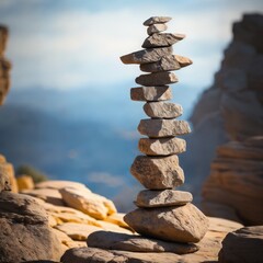 Rocks balancing. Background for design, print, card (greeting card), banner, poster, flyer, advertising, wallpaper.