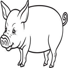 Fototapeta premium Pig coloring pages. Pig outline vector image