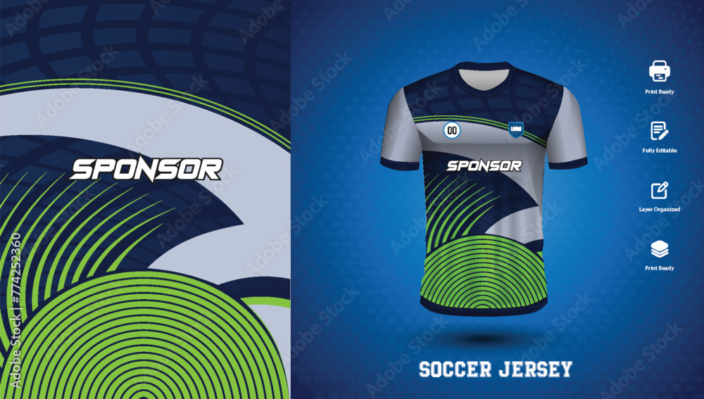 Wall mural soccer jersey design for sublimation or sports tshirt design for cricket football