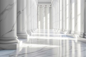 modern marble pillars perspective background - obrazy, fototapety, plakaty