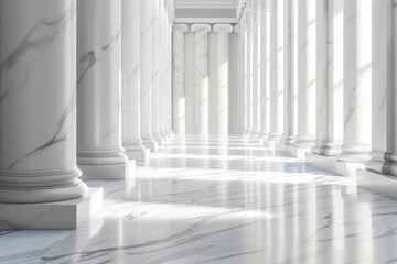 Fotobehang modern marble pillars perspective background © Anna