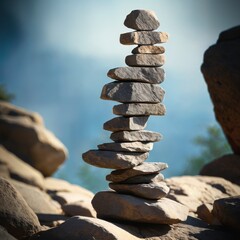 Rocks balancing. Background for design, print, card (greeting card), banner, poster, flyer, advertising, wallpaper.