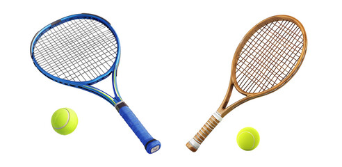 3D Rendering Pack of a Tennis Racket With Ball on Transparent Background - Ai Generated