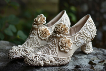 Delicate light stylish crocheted shoes