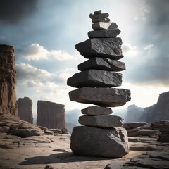 Rocks balancing. Background for design, print, card (greeting card), banner, poster, flyer, advertising, wallpaper.