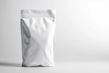 Mockup of an empty paper white bag with zip closure white background - obrazy, fototapety, plakaty