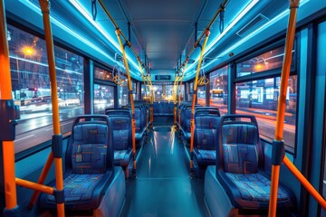 Fototapeta premium Modern City Bus Interior, nobody