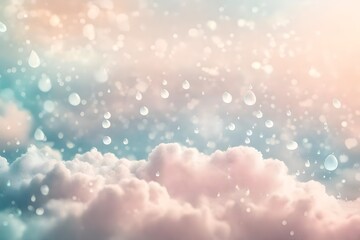 soft cloud with drops and bokeh pastel background for presentation and wallpaper, soft focus dream atmosphere with copyspace - obrazy, fototapety, plakaty