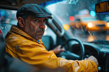 Man in yellow uniform taxi driver