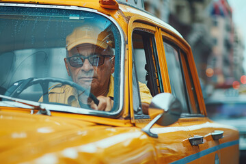 Man in yellow uniform taxi driver