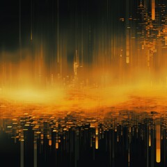 Amber animation of glitched looping binary codes over fog-covered background pattern banner with copy space