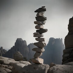 Rocks balancing. Background for design, print, card (greeting card), banner, poster, flyer, advertising, wallpaper.