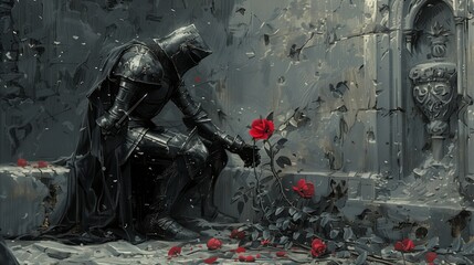 Sant Jordi knight with the rose for the princess - obrazy, fototapety, plakaty