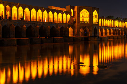 Iran. Isfahan. Khajoo Bridge (XVII century) on the Zayanderud river