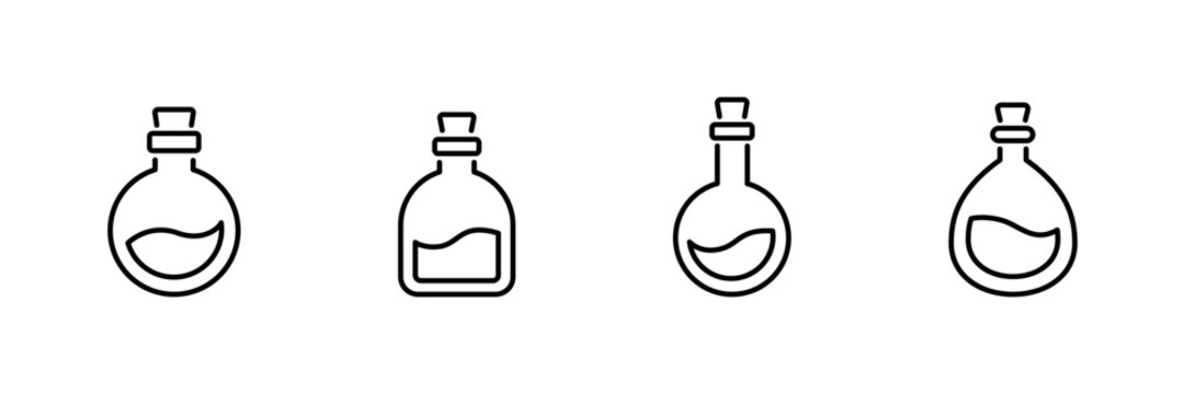 Flask icon set. Potion, bottle chemical vector icons. Vector