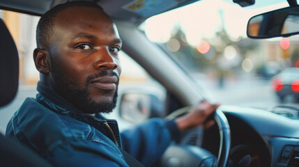 Man on driver's seat of car