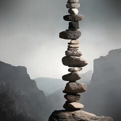 Rocks balancing. Background for design, print, card (greeting card), banner, poster, flyer, advertising, wallpaper.