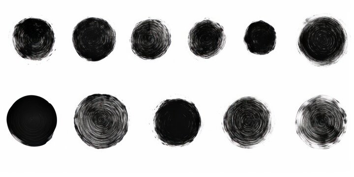 Black thin barely noticeable paint brush circles background pattern isolated on white background 