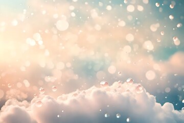 soft cloud with drops and bokeh pastel background for presentation and wallpaper, soft focus dream...