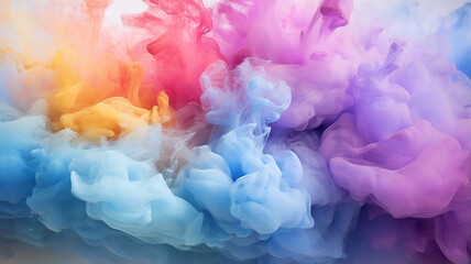 Fototapeta premium multicolored clouds of paint wet watercolor, abstract background spectrum mixing colors creativity idea concept