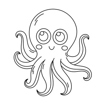Cartoon Octopus line Icon.

